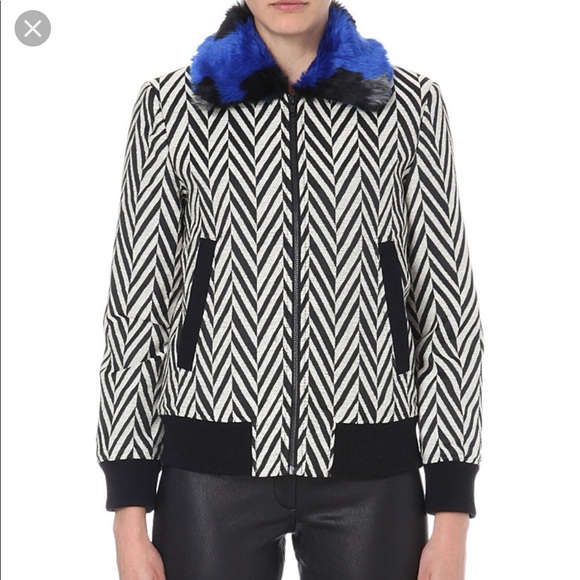 Self-Portrait Faux Fur-trimmed Bomber Jacket - Picture 4 of 8